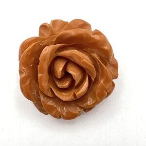 BAKELITE pin or pendant - butterscotch rose deeply carved vintage flower brooch